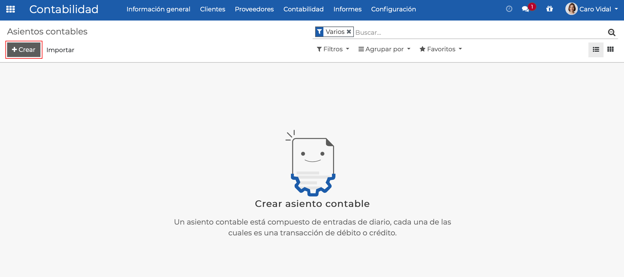 Imagen 6: Crear asiento contable
