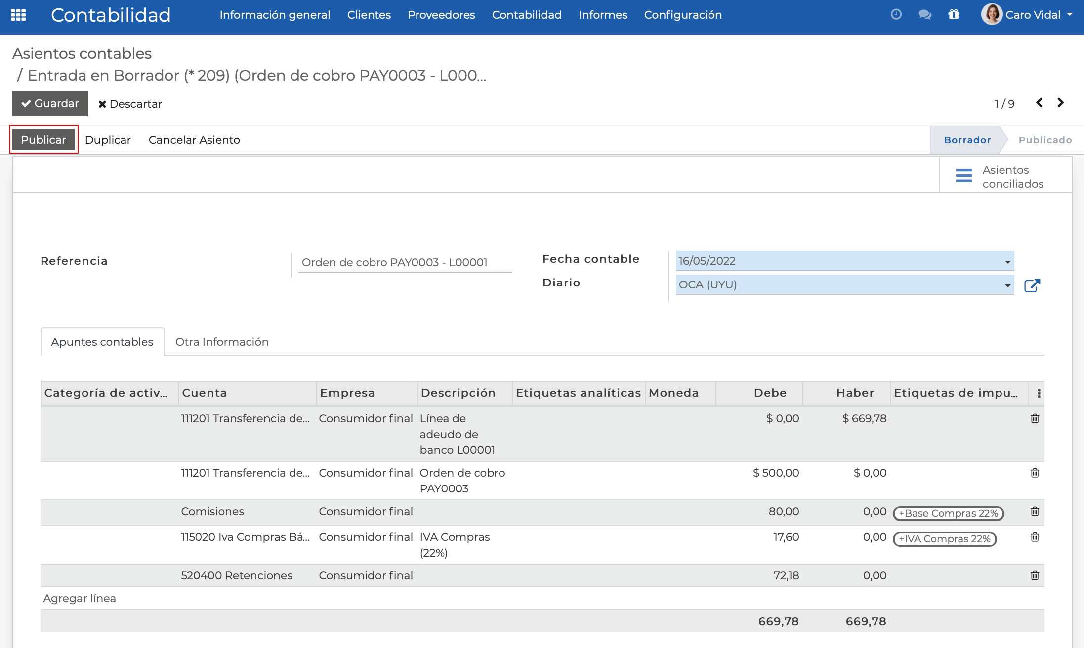 Imagen 18: Publicar asiento