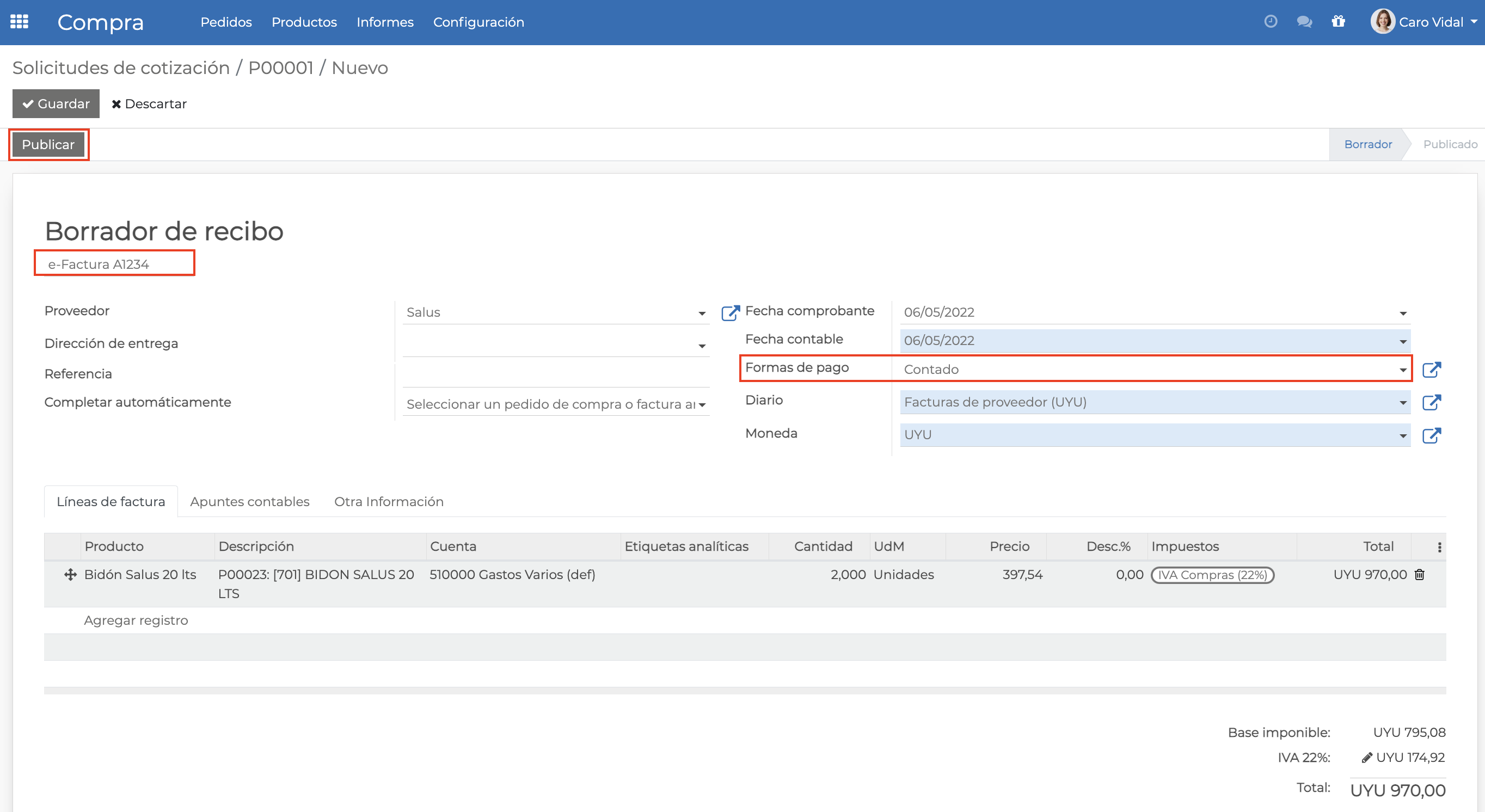 Imagen 3: Borrador de recibo